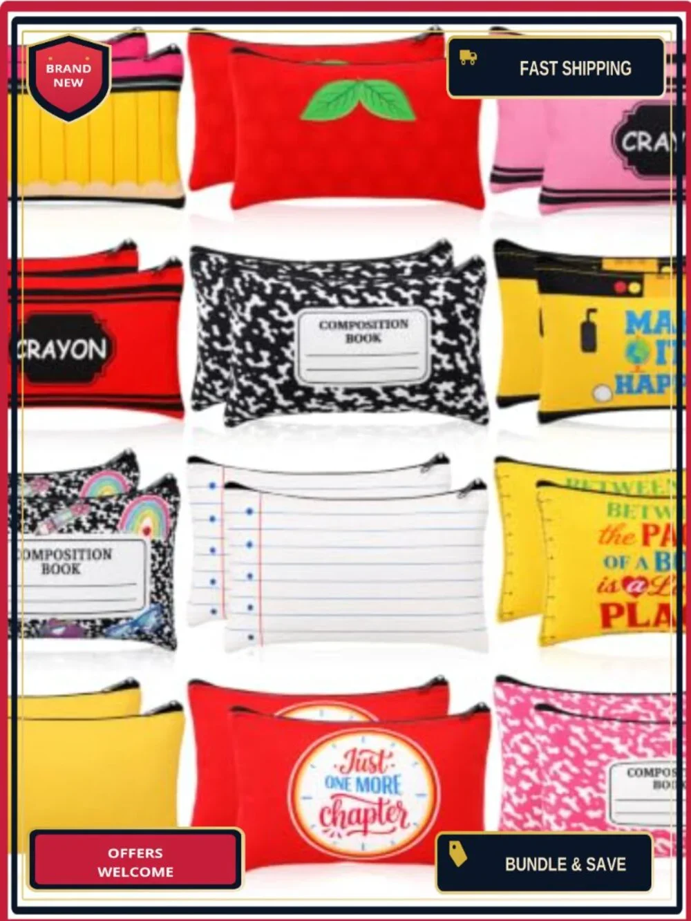 24 Canvas Cosmetic Bags Makeup Pouch School Teacher Gift Travel Organizer